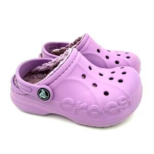 Crocs Kids Purple Baya Lined Clogs Sandals Shoes Size 10
